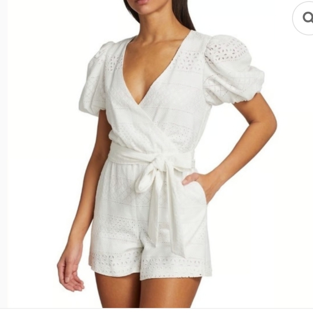 Alice + Olivia Off White Eyelet Romper